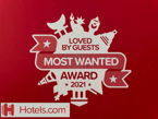 Hotel.com Most Wanted award